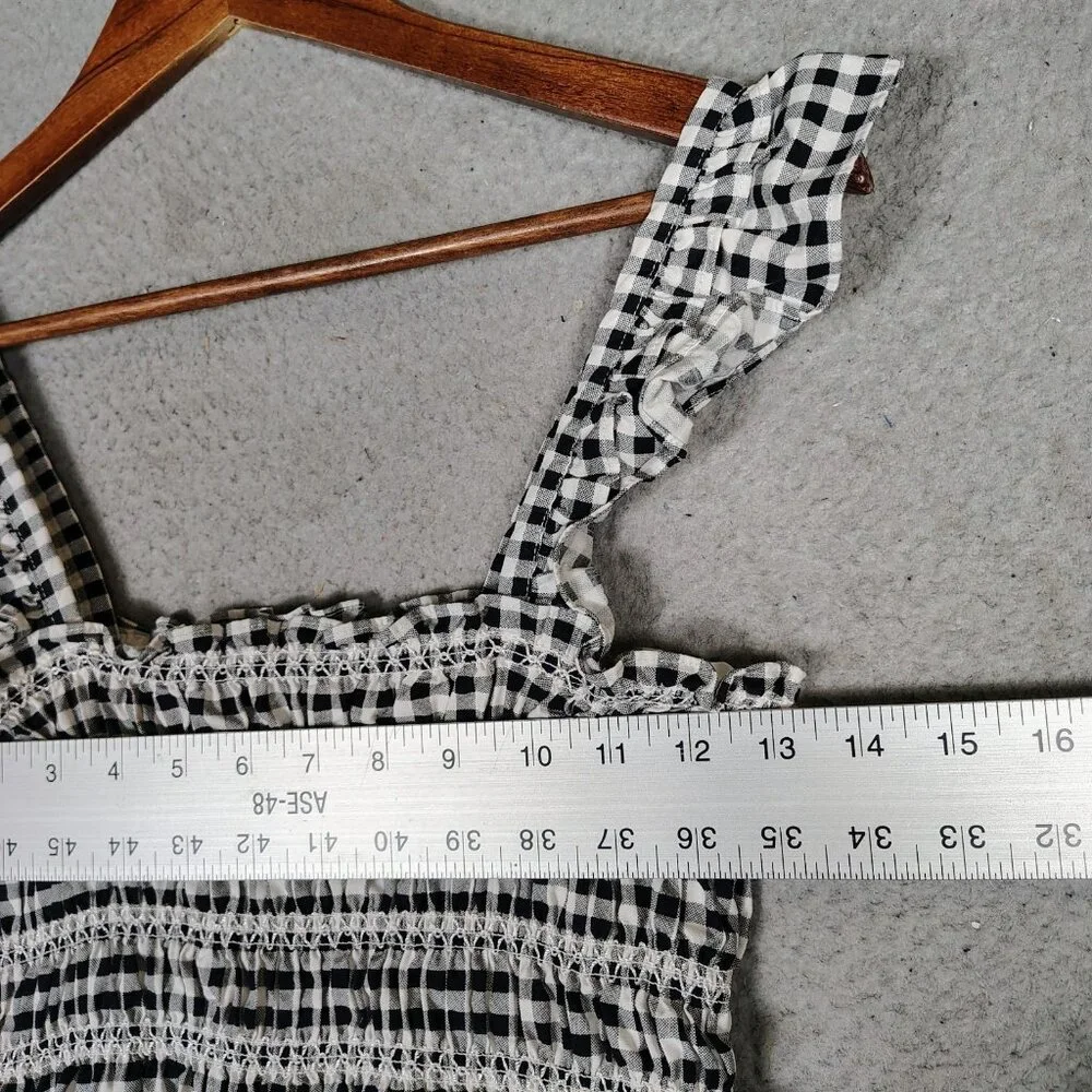 Bcbgeneration Midi Dress Women's Small Black White Gingham Check Poplin Smocked - Picture 6 of 12